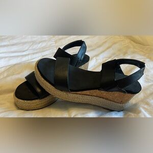 Elegant Black Wedge Sandals